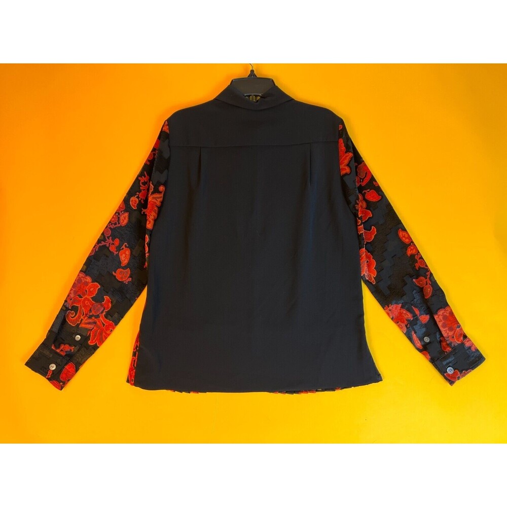 Tory Burch Printed Pleated Shirt Womens 00 Black Red Paisley Button Up $498 NWT - Picture 3 of 11